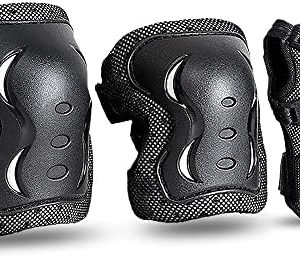 JBM Kids Knee Pads and Elbow Pads with Wrist Guards and Adjustable Straps Protective Gear Set for Roller Skating Cycling BMX Bike Skateboard Inline Skatings Scooter Riding Sports