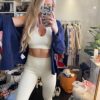 QINSEN Workout Outfits for Women 2 Piece Ribbed Seamless Crop Tank High Waist Yoga Leggings Sets - Image 6