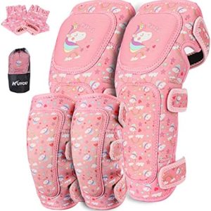 Kids Protective Gear Set, Innovative Soft Youth Toddler Knee Pads and Elbow Pads Adjustable Protective Gear Set with Gloves for Boys Girls Roller Skating Skateboard