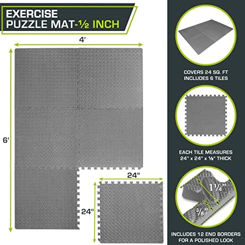 ProsourceFit Puzzle Exercise Mat ½”, EVA Foam Interlocking Tiles, Protective Flooring for Gym Equipment and Cushion for Workouts - Image 2
