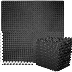 BEAUTYOVO Puzzle Exercise Mat with 12/24 Tiles Interlocking Foam Gym Mats, 24'' x 24'' EVA Foam Floor Tiles, Protective Flooring Mats Interlocking for Gym Equipment