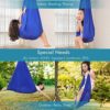 xrwlyxgs Yoga Hammock Durable Elastic 25KN Aerial Yoga Hammock Ceiling Suspension Yoga Sling with Daisy Chain Suitable for All Levels of Yoga Starter kit(Light Blue) - Image 6