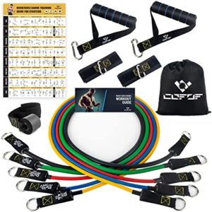 COFOF Resistance Bands Set with Handles, Exercise Bands Workout Bands Fitness Bands with Door Anchor, Legs Ankle Straps for Resistance Training，Physical Therapy，Home Gym Workout
