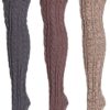 MUK LUKS Womens 3 Pk Cable Knit OTK Socks - Image 3
