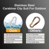 Kinklink 304 Stainless Steel Carabiner Clip, 5.5 inch Heavy Duty Spring Snap Hook, Large Caribeener Clips for Camping, Swing Set, Hammock, Hiking, Travel, Weight Lifting Machine, Home Gym Equipment - Image 3
