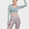 BALEAF Women's Ribbed Biker Shorts High Waisted Compression Long Shorts Yoga Workout Running Bermuda Shorts with Pockets - Image 6