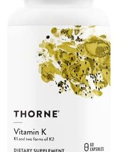Thorne Vitamin K - Vitamins K1 and K2 (as MK-4 and MK-7) - Supports Strong Bones and Healthy Heart - 60 Capsules