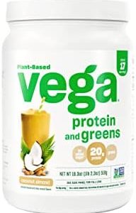 Vega Protein and Greens Vegan Protein Powder Coconut Almond (17 Servings) 20g Plant Based Protein Plus Veggies, Vegan, Non GMO, Pea Protein for Women and Men, 1.1lb (Packaging May Vary)