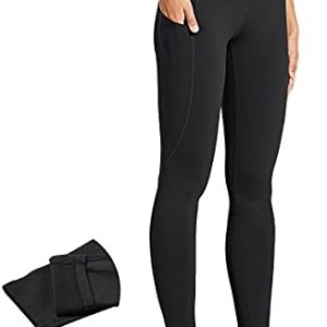 ZUTY Fleece Lined Leggings Women Water Resistant Winter Thermal Insulated High Waisted Hiking Leggings Pockets Plus Size
