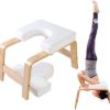 Chair Yoga Wooden with Black Leather Inversion Frame Headstand Chair for Home Gym Yoga Workout Relieve Fatigue (with Elastic Yoga Band) - Image 3