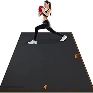 Large Exercise Mat 6'x4'x7mm Workout Mats for Home Gym Mats Gym Flooring Rubber Workout Mat Fitness Mat Large Yoga Mat Cardio Mat for Weightlifting, Jump Rope, MMA, Stretch, Plyo, Pilates, Non-Slip