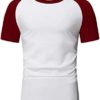 Men's Muscle T-Shirt Fashion Color Block Raglan Sleeve Bodybuilding Gym Tee Short Sleeve Fashion Workout Shirts Hipster Shirt - Image 2