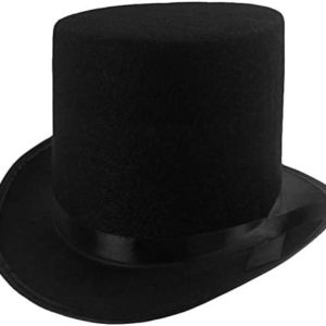 Funny Party Hats Black Top Hat - Victorian Hat for Men - Felt Tuxedo Costume Hat - Coachman Hat - Dress Up Hat