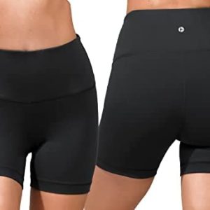 90 Degree By Reflex High Waist Power Flex Yoga Shorts - Tummy Control Biker Shorts for Women 2 Pack