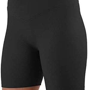 Womens 5" Crossover Workout Shorts High Waisted Ribbed Butt Lift Biker Running Compression Yoga Shorts