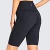 CRZ YOGA Women's Naked Feeling Long Biker Shorts - 10'' High Waisted Workout Gym Running Spandex Shorts Side Pockets - Image 2