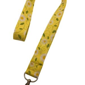 Yellow Daisy Lanyard Keychain ID Badge Key Keeper Camera Strap White Floral