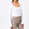 Plus Size Tops for Women, Long Sleeve Shirts for Women Y2k Skinny Square Neck Bodycon Shirts Streetwear - Image 2