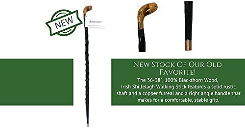 Imported Irish Shillelagh Wooden Walking Stick, Handcrafted 100% Blackthorn Wood, Lightweight Sturdy, Traditional One of a Kind Style, Made in Ireland, 36-38" - Image 4