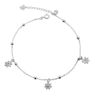 Daisy Flowers Ankle Bracelet for Women 925 Sterling Silver Dainty Floral Foot Chain Thin Leg Bracelet Jewelry Gift