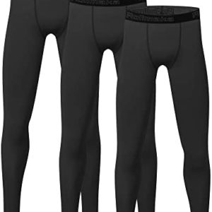 4 or 3 Pack Youth Boys' Compression Leggings Tights Athletic Pants Sports Base Layer for Kids Cold Gear
