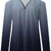 Plus Size Tops for Women, Women Long Sleeve Casual Tunic Zipper V Round Neck Off Shoulder Top Blouse Shirts - Image 3