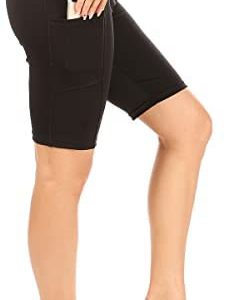 ShoSho Womens High Waist Yoga Compression Tummy Control Biker Shorts W/Pockets