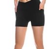 KTGIREM Women Cross Waist Workout Shorts High Waisted Biker Shorts for Womens Athletic Running Yoga Shorts - Image 3