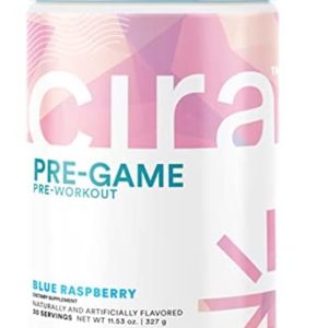 Cira Pre-Game Pre Workout Powder for Women - Preworkout Energy Supplement for Nitric Oxide Boosting, Endurance, Focus, and Strength - 30 Servings, Blue Raspberry