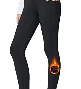 BALEAF Girls' Fleece Lined Leggings Kids Warm Pants Youth Compression Yoga Athletic School Pants with Pockets