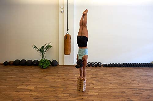 Karel Woodcraft Striped Handstand Blocks (2 Solid Non-Slip Wooden Blocks) - Image 5