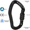 XINDA 22KN Screw Locking Carabiner Clip - Offset D Shaped Climbing Carabiner CE UIAA Certified, Heavy Duty Aluminium Carabiner for Rock Climbing,Rappelling,Hammock,Hiking,Camping,Arborist Gear - Image 2