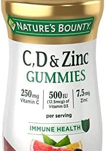 Nature's Bounty C, D, & Zinc Gummies, Immune Support Gummies for Adults, Citrus Berry, 70 Ct