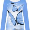 Women's Valentines Day Casual Long Sleeve Pullover Top Gradient Butterfly Print Fashion Casual T Shirt I Am A Woman Shirt - Image 2