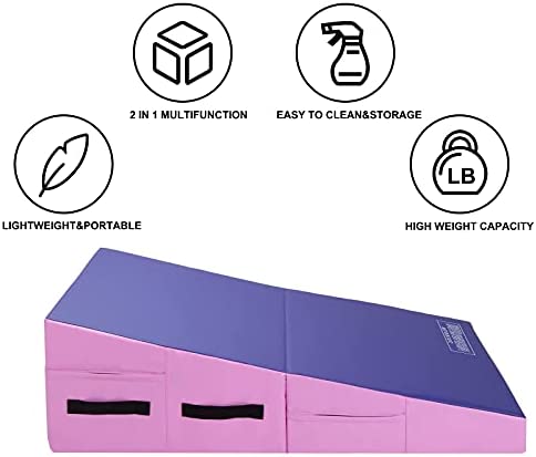 Polar Aurora Incline Gymnastics Mat Wedge 48'' Folding Gymnastics Gym Fitness Skill Shape Tumbling Mat for Kids Play Home Exercise Aerobics - Image 3