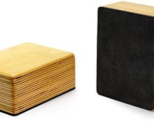 Karel Woodcraft Striped Handstand Blocks (2 Solid Non-Slip Wooden Blocks)