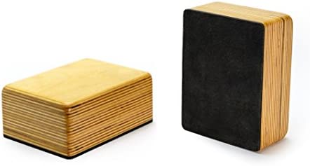 Karel Woodcraft Striped Handstand Blocks (2 Solid Non-Slip Wooden Blocks)