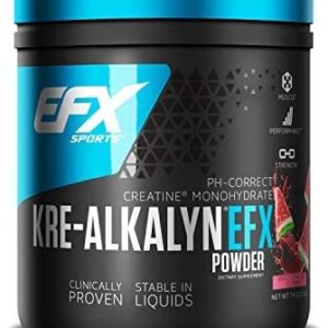 EFX Sports Kre-Alkalyn Powder | PH-Correct Creatine Monohydrate | Multi-Patented Formula, Gain Strength, Build Muscle & Enhance Performance | Watermelon Gummy - 210 Grams / 116 Servings