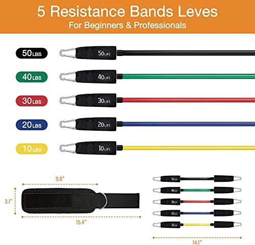 hugeneroy Ankle Resistance Bands - Ankle Tube Band with Adjustable Straps - 5 Resistance Bands with Light, Medium & Heavy Resistance Levels for Women & Men Easy Workout (Multicolor-150lbs) - Image 3