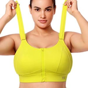 VFUS Zip Front Adjustable High Impact Sports Bras for Women Premium Quality Full Coverage Workout Running Removable Padded