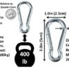 Branded Boards Black & Silver Heavy Duty Bushcraft Zinc-Galvanized Steel Carabiner Spring Snap Clip Link Hooks. 200-500lb Load. 6 Packs & 12 Packs - Image 4