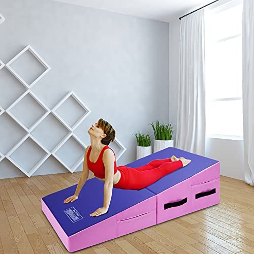 Polar Aurora Incline Gymnastics Mat Wedge 48'' Folding Gymnastics Gym Fitness Skill Shape Tumbling Mat for Kids Play Home Exercise Aerobics - Image 6