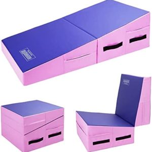 Polar Aurora Incline Gymnastics Mat Wedge 48'' Folding Gymnastics Gym Fitness Skill Shape Tumbling Mat for Kids Play Home Exercise Aerobics