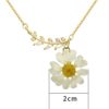 Valentines Day Difts for Her Leaves Haoshi and Daisy Pressed Flower Necklace 14K Gold Wildflower Handmade Necklaces Bridesmaid Jewelry Real Flower Necklace with Extension Chain Adjustable 16-18” - Image 4