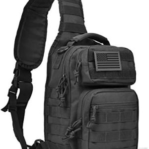 REEBOW GEAR Tactical Sling Backpack Rover Shoulder Sling Pack (Black)