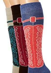 Wrangler Women's Ladies Rayon Horseshoe Boot Socks 3 Pair Pack