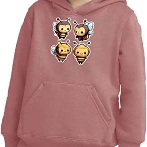 Cartoon Bee Toddler Pullover Hoodie - Kawaii Sponge Fleece Hoodie - Cartoon Hoodie for Kids