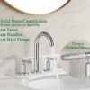 Chrome Widespread 8 Inch Bathroom Sink Faucet with Pop Up Drain and 2 Water Supply Lines, Luxury Brass Two Knurled Handle Bathroom Vanity Faucet for Sink 3 Hole with Brass 360 Degree Swivel Spout - Image 3