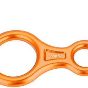REOUG 35KN Figure 8 Word Rope Descender Rappel Ring Rock Climbing Rescue Gear (Orange)
