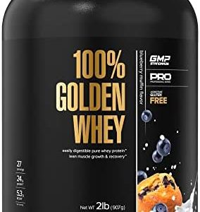 Maxler 100% Golden Whey Protein - 24g of Premium Whey Protein Powder per Serving - Pre, Post & Intra Workout - Fast-Absorbing Whey Hydrolysate, Isolate & Concentrate Blend - Blueberry Muffin 2 lbs